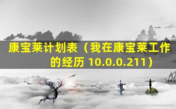 康宝莱计划表（我在康宝莱工作的经历 10.0.0.211）